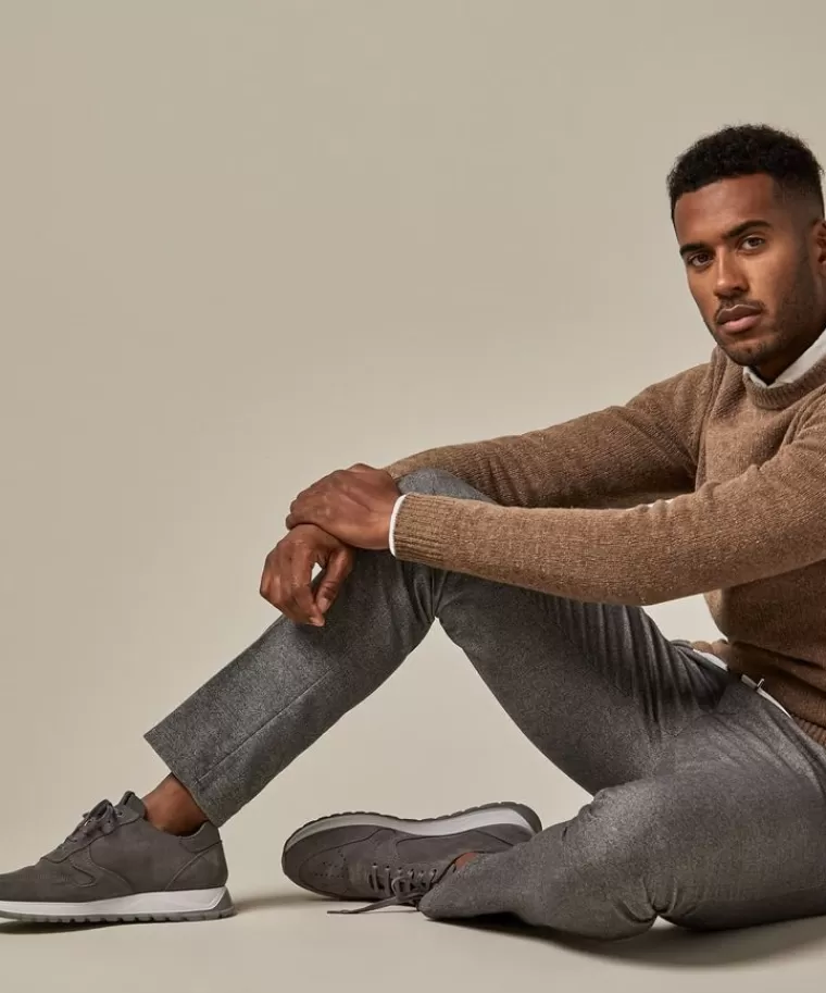 Profuomo Anthra katoen flanel slim fit sportcord Antraciet Best
