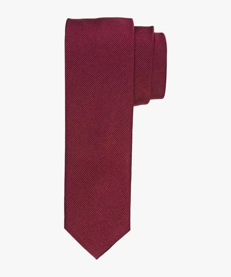 Profuomo Bordeaux smalle zijden das Wijnrood Fashion