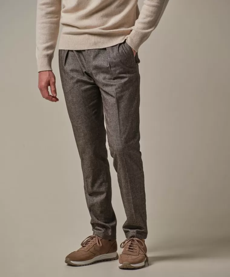 Profuomo Bruine katoen flanel slim fit sportcord DonkerBruin Clearance