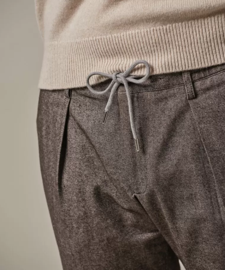 Profuomo Bruine katoen flanel slim fit sportcord DonkerBruin Clearance