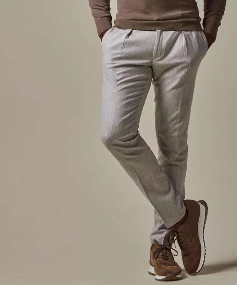 Profuomo Grijze wol flanel slim fit sportcord Lichtgrijs Hot