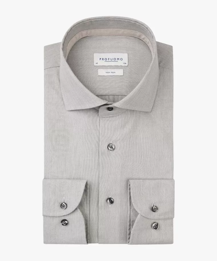 Profuomo Groene dobby overhemd Extra LM Midgroen Store