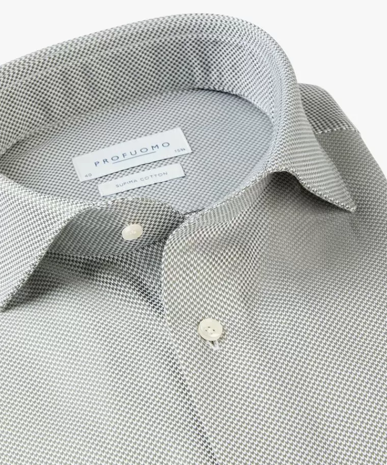 Profuomo Groene Supima dobby overhemd Donkergroen Flash Sale