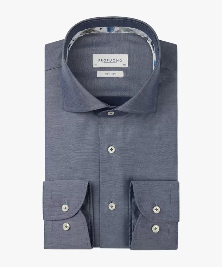Profuomo Mid blauw twill overhemd Midblauw Best Sale