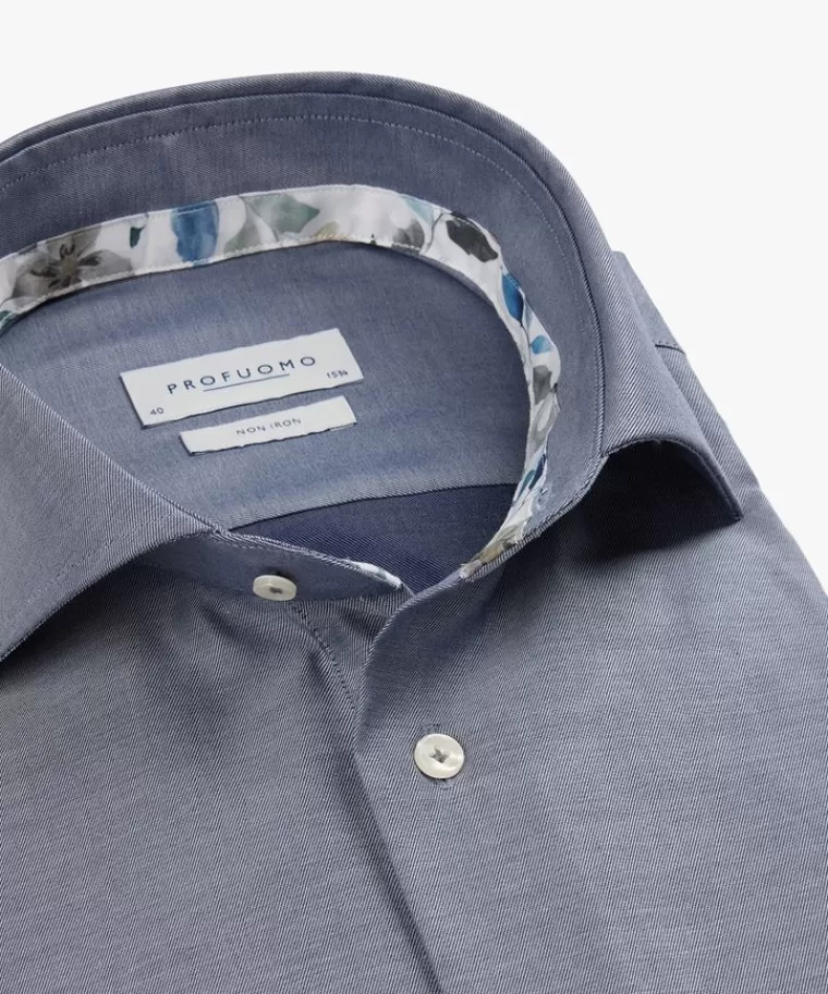 Profuomo Mid blauw twill overhemd Midblauw Best Sale