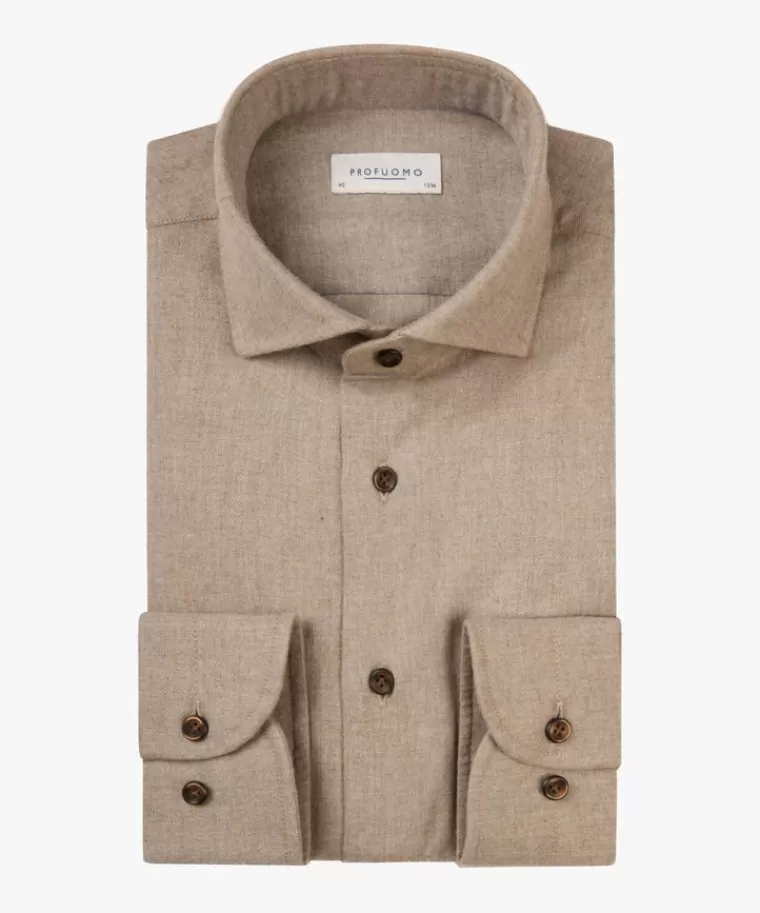 Profuomo Mid bruin  flanel overhemd Midbruin Best Sale