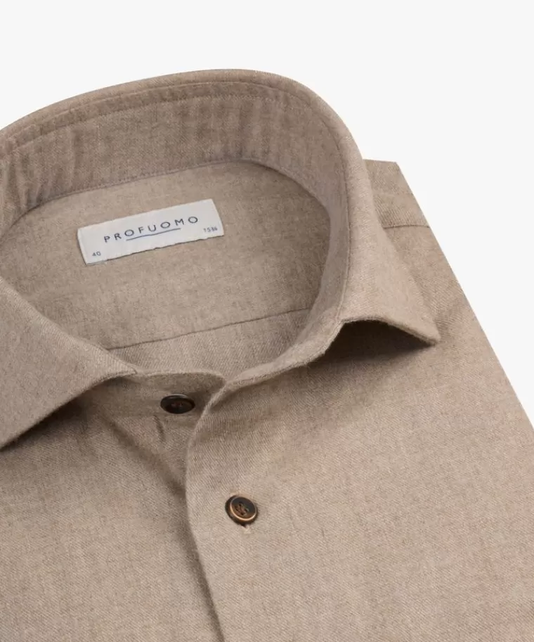 Profuomo Mid bruin  flanel overhemd Midbruin Best Sale
