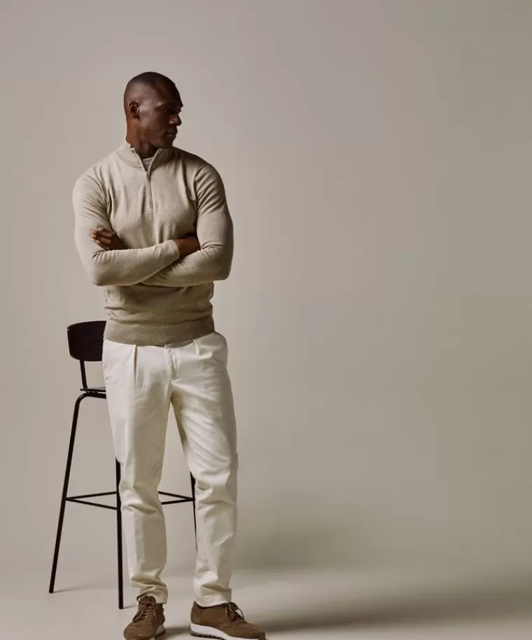 Profuomo Sand luxury basic half zip Zand Outlet