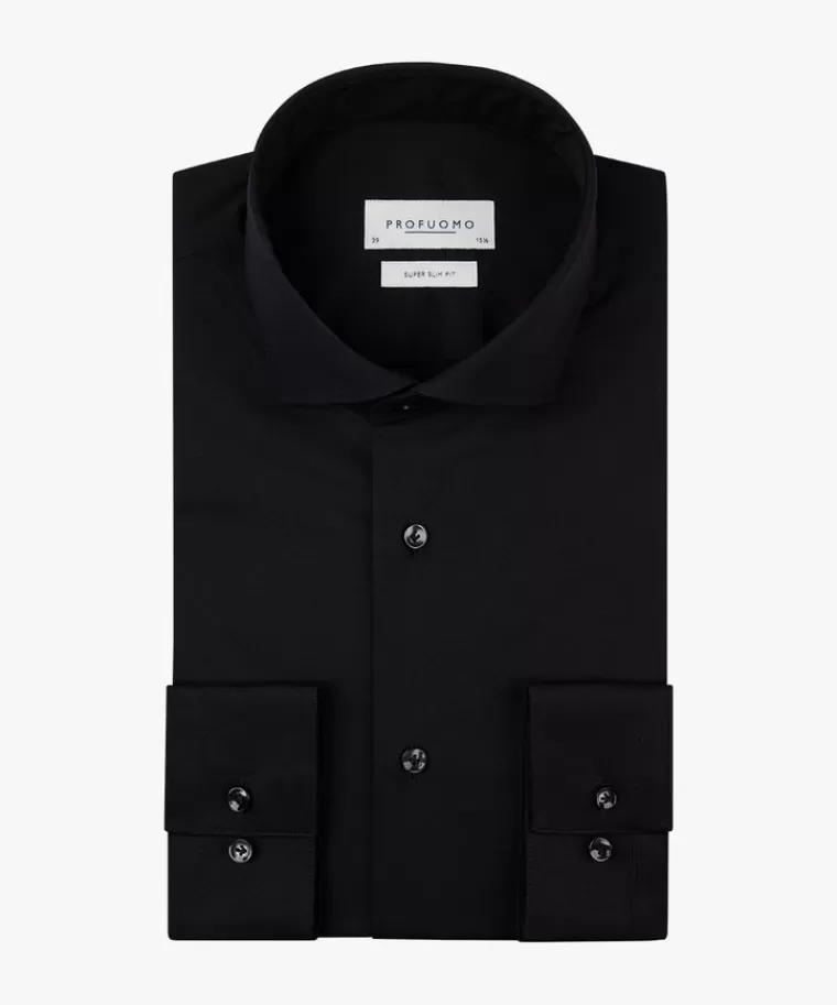 Profuomo super slim fit stretch overhemd Zwart Sale